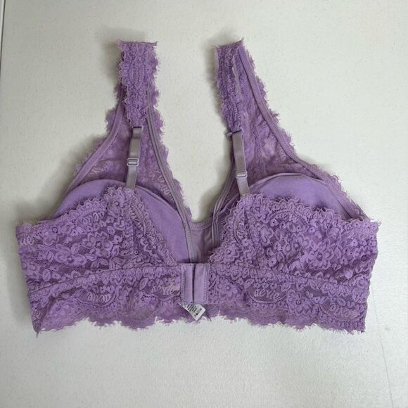 Aerie Purple Lace Bralette Convertible Adjustable Strap Mesh Insert Women Large - Picture 8 of 15